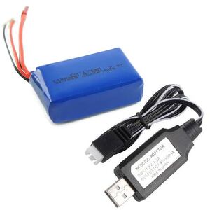 Rechargeable Lithium Battery 7.4V 1100mAh with USB Charger