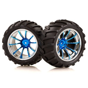 08010G HSP 2.8" Off Road V-Groove Tyres on 10 Spoke Chrome Blue Rims (2pc)