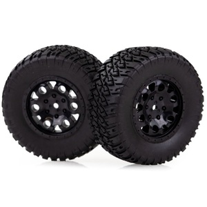 70207 HSP 2.2/3.0" Off-Road Tyres on Black Spoke Rims - Glued Short Course Wheels with Foam (2pc)