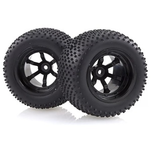 HSP 2.3" Viper Rear Knobby Tyres on Black 6 Spoke Rims - Wheels 2PCS