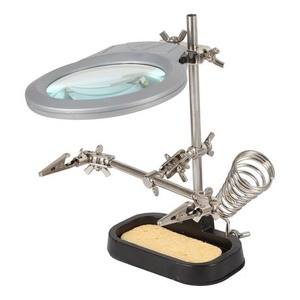PCB Holder with 90mm LED Magnifier Glass and Soldering Iron Stand