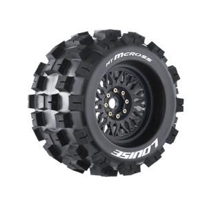 MT-MCROSS 1/8 Monster Truck Chrome Rims and Tyres (Pair)