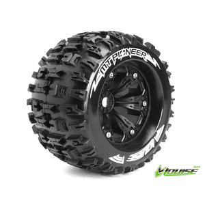 MT-Pioneer 1/8 Monster Truck Chrome Rims and Tyres (Pair)