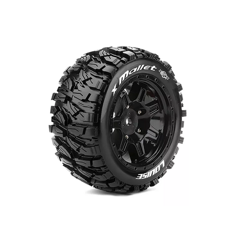X-Mallet ARRMA KRATON 8S Series Tire Set - Mounted - Sport - Black Wheels - Pair