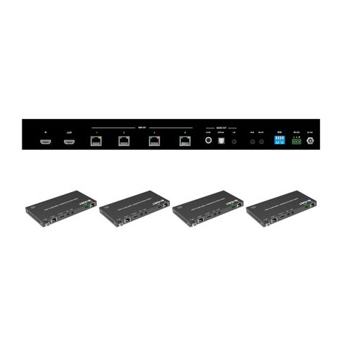 4K HDMI 2.0 4 Port Extender Over Cat 6  with 4 Receivers