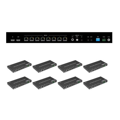 4K HDMI 2.0 8 Port Extender Over Cat 6  with 8 Receivers