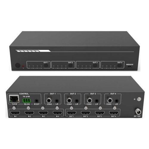 HDMI 2.0 18GBPS 4 Input 4 Output Matrix w/ Audio Splitter & EDID