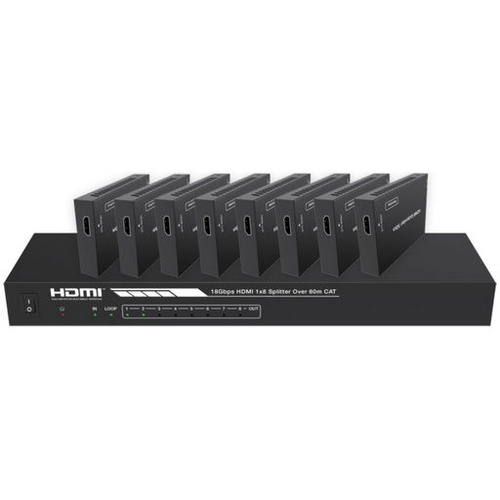 8 Way 4K HDMI Extender Over CAT6 with Audio Extractor