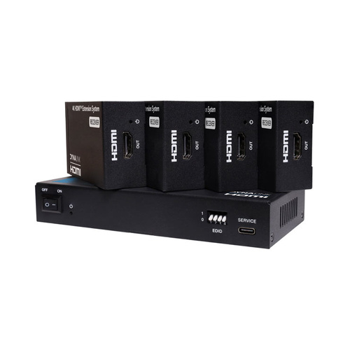 4K HDMI 2.0 4 Way Splitter Extender via CAT6