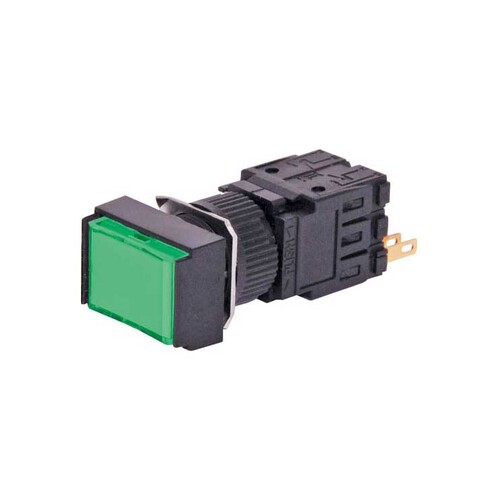 DPST Mom. Green Illuminated Solder Tail Pushbutton Switch