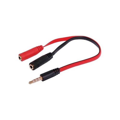 3.5mm TRRS Plug to 2 x 3.5mm Socket Cable 15cm