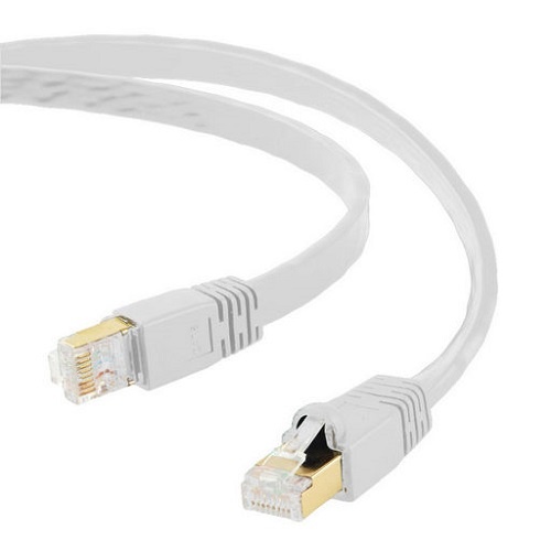 20m CAT 8 Flat Shielded Ethernet Cable - White