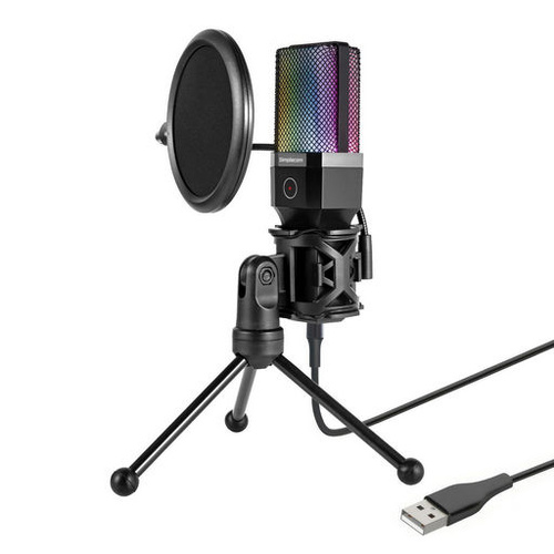 USB Gaming Microphone with RGB LED Light Kit