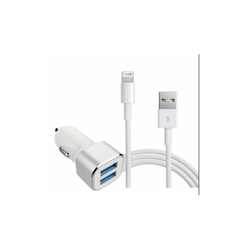 3.1A Dual USB Car Charger with Lightning Cable
