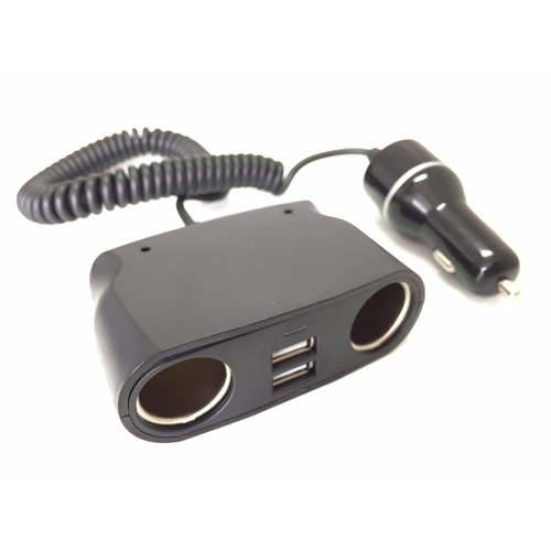 Cigarette Socket Splitter with 2 USB Ports