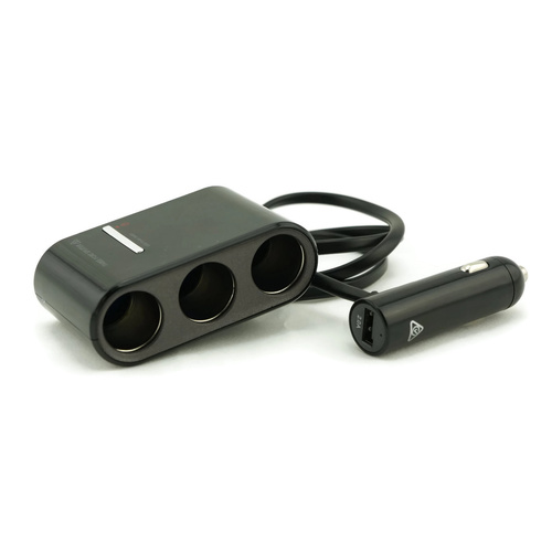 3 Way Cigarette Socket Splitter with 2 x USB Ports