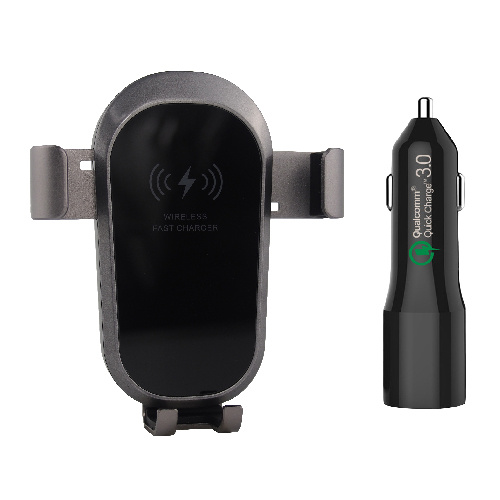 Wireless Car Charger Phone Holder Vent Mount w/ QC 3.0 USB Car Charger