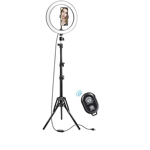 10" LED Ring Light on Extendable Tripod with Remote