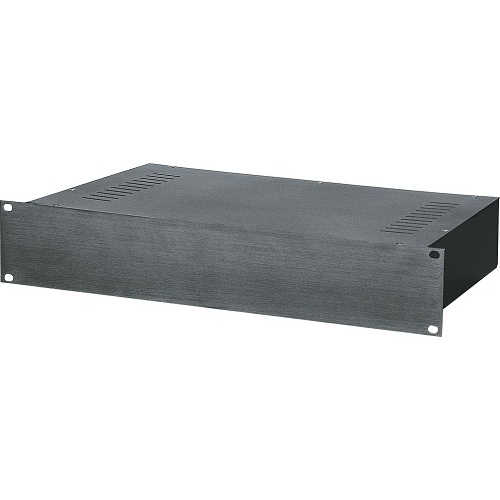 2U Black Aluminium Front Panel 19" Rack Case
