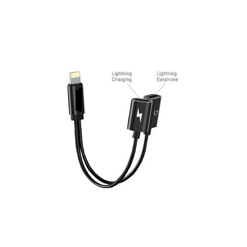 Dual Lightning Cable Adapter -  Charge and Earphone Sockets