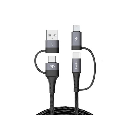 4 in 1 USB to USB-C & Lightning Braided Cable 1.2m