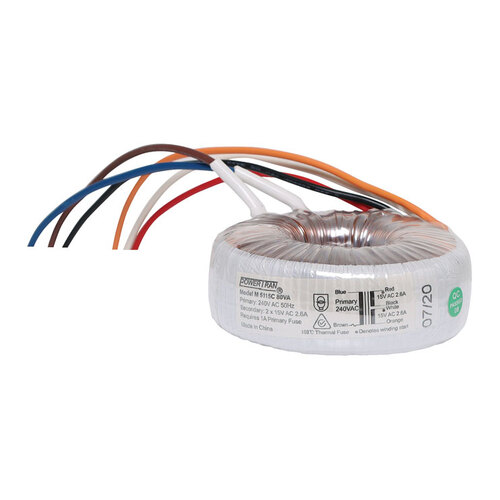 15 + 15 80VA Toroidal Transformer