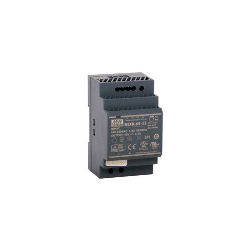 HDR-60-12 60W 12VDC 4.5A DIN Rail Switchmode Power Supply