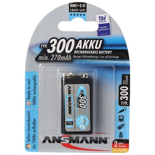 9V Rechargeable 300mAh Ni-MH Battery