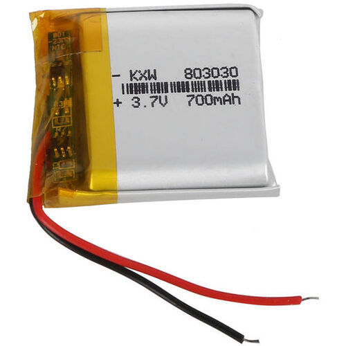 3.7V 700mAh Li-Po RECHARGEABLE BATTERY 803030 [Connector : Bare Wires]