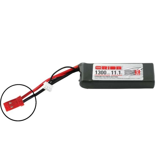 11.1V 1300mAh 3S 50C Li-Po Battery with JST Connector