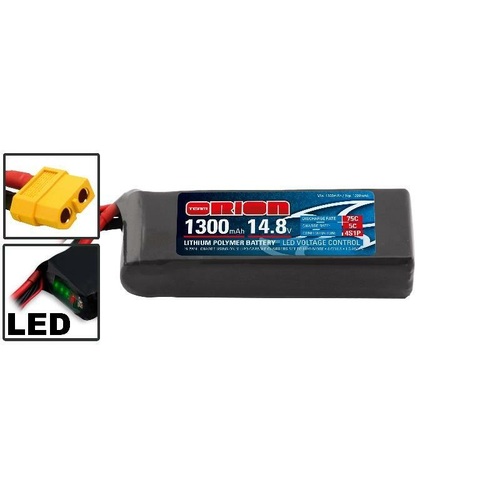 14.8V 1300mAh 4S 75C Li-Po Battery with XT-60 Plug