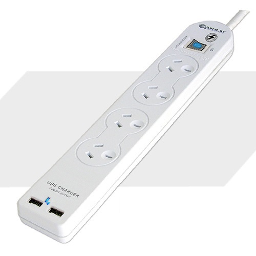 4 Outlet USB Power Board with 2 USB Charging Ports