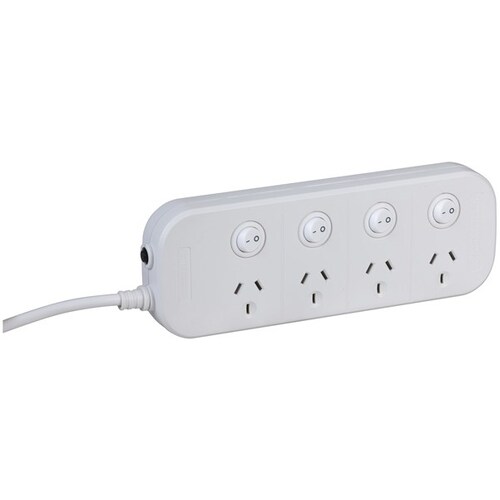 4 way Powerboard with Switches and Surge & Overload Protection