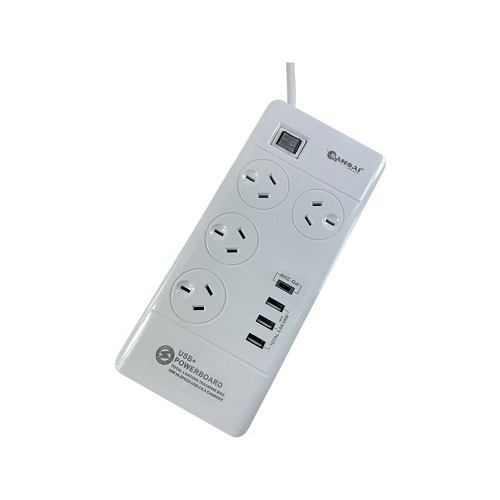 4 Outlet USB Power Board with 3 x USB & 1 USB-C Charging Ports