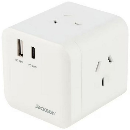 3 Outlet Power Cube w/ 1 USB A & C PD Charge Ports