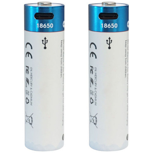 18650 3.7V 2200mAh USB C Rechargeable Battery - Pack of 2