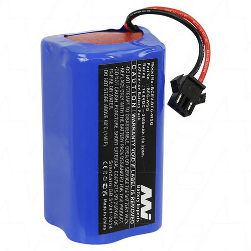 14.8V 3400mAh Li-Ion Rechargeable Battery Pack with 2 Pin JST Connector