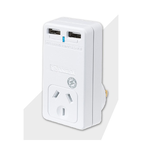 Mains Power Adaptor with 2 x USB Charging Sockets