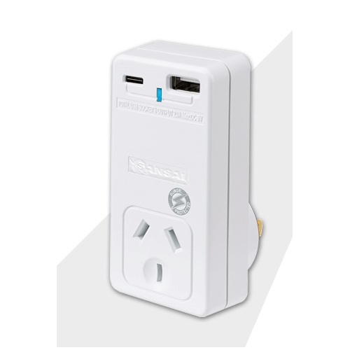 Mains Power Adaptor with USB A & USB C Charging Sockets