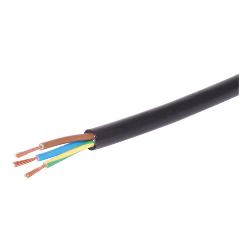 18AWG 3 Core 7.5A 240V AC Mains Flex Cable Black - 100m