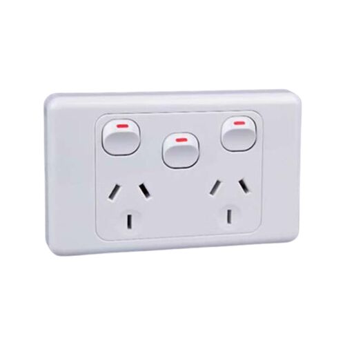 10 Pack 10A Horizontal Double Power Point GPO with Extra Mains Switch