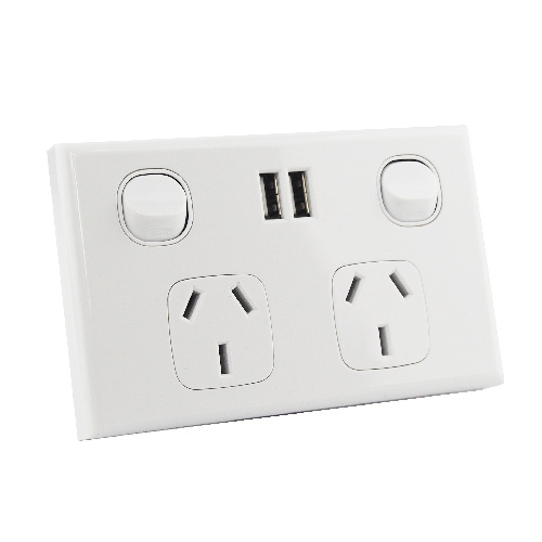 Pack of 10 Dual USB Australian GPO Power Point Wall Plate - White
