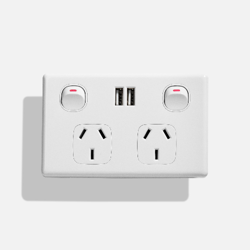 Pack of 10 Dual USB Australian GPO Power Point Wall Plate - White