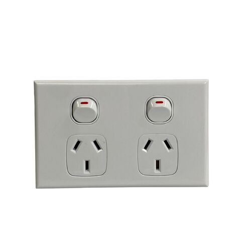Slim White GPO Double Power Point Socket