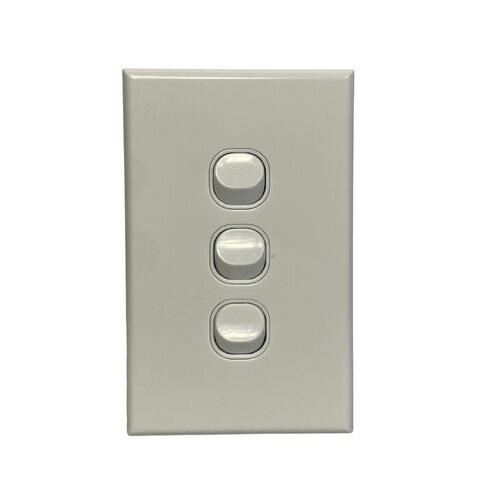 Slim Vertical Three 3 Gang White Wall Plate Light Switch