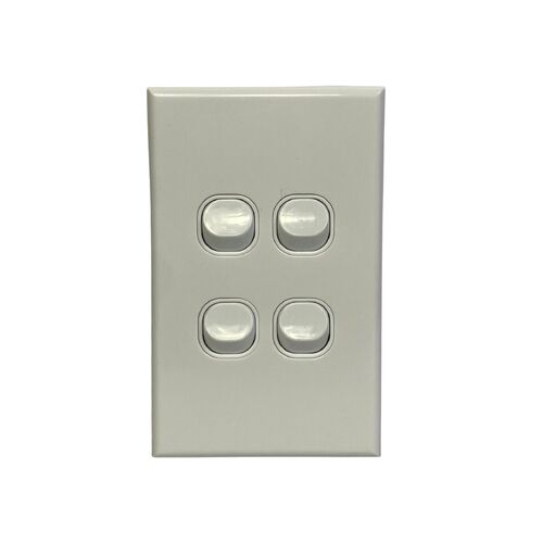 Slim Vertical Four 4 Gang White Wall Plate Light Switch
