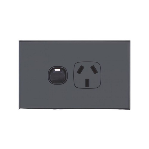 Slim GPO Single Power Point Socket - Matte Black