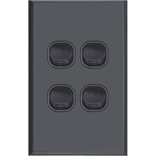 Slim Vertical 4 Gang Wall Plate Light Switch - Gloss Black 