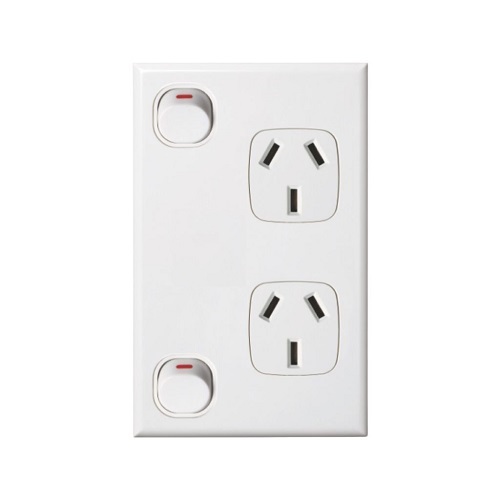 White Vertical GPO Dual Power Point Socket