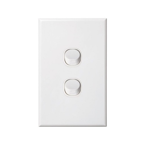 10 x Two Gang White Wall Plate with Switch